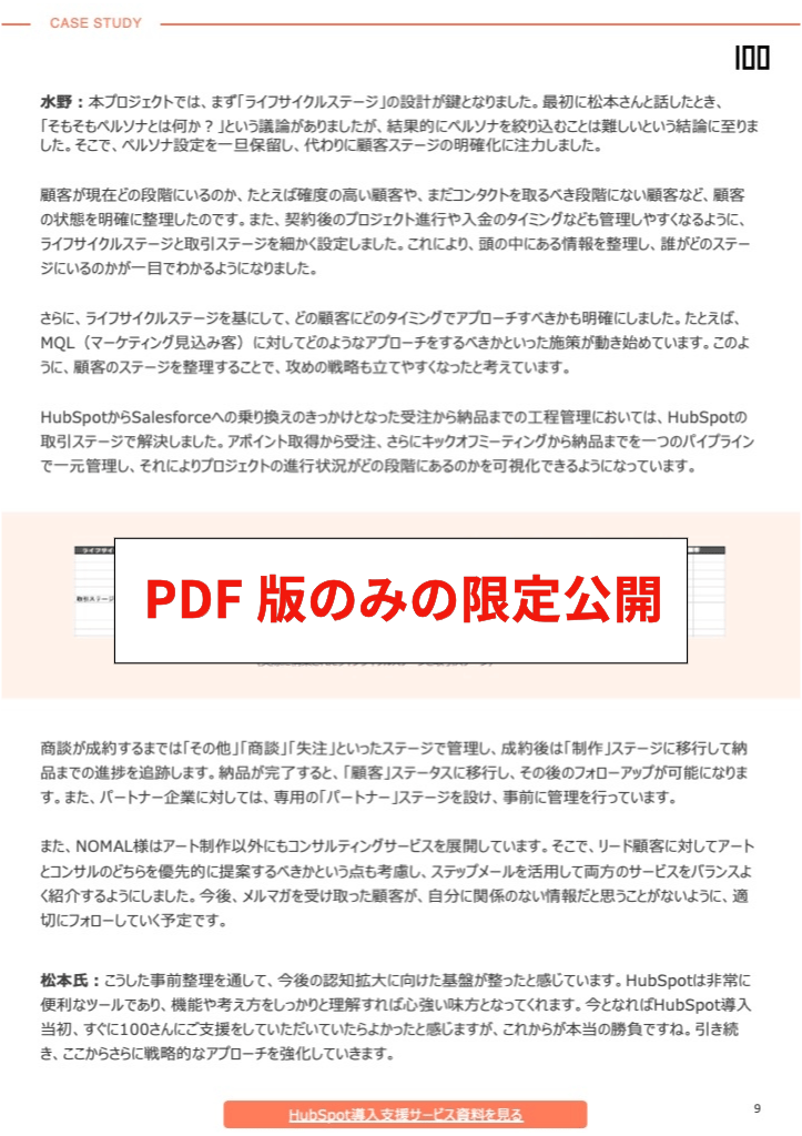 完全版事例PDF 株式会社NOMALさま | HubSpot認定パートナー 株式会社